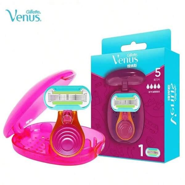 Gillette Venus Gillette Venus Shaver For Women 5 Layers Blades With Lubricating Soap Sensitive Shaving Hair Removal For Lady Body Hair Cutting Includes 1 Knife Holder 1 Cutting Head And 1 Storage Box