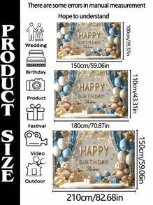 1 Pc Customizable Name Birthday Party Banner, Polyester Cute Bear Blue Curtains Gift Pattern Photography Background, Personalized Name Birthday Banner For Home Wall Cake Tabletop Decorating Supplies, 3 Sizes Available,Multi-Functional,Ornamental,Letter,Stylish,Modern,Colorful,Cute,Adorable,Casual,Custom,Personalised,Unique,Customized,Ideal Gifts For Him,Ideal Gifts For Her