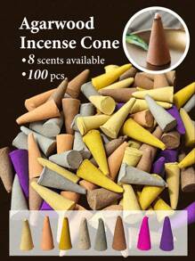50/100pcs, Agarwood Incense Cone, Incense Tower, Home Incense, Air Purification, Meditation, Lavender, Agarwood Sandalwood, Gardenia, Jasmine, Osmanthus, Wormwood, Mixed Pack