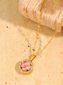 1 Piece Of Light Luxury Elegant Stainless Steel Rotatable Multi-Color Flower Pendant Necklace Elegant And Fashionable Representative Jewelry Suitable For Daily/Banquet/Party Wear Holiday For Girlfriend For Girlfriends