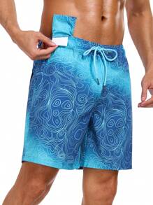 Nouveau style 2 en 1 Shorts de sport bleus pour hommes, Maillots de bain 5 pouces à séchage rapide, Shorts de plage avec doublure de compression, Maillots de bain pour hommes, Shorts de bain VG552-2