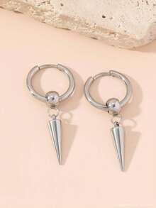 36 件男士不锈钢黑色十字架环形耳环和耳钉，时尚穿孔珠宝，适合生日、派对等场合 - 銀色 - 查看 2