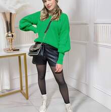 Women's Cold Weather Blouse Turtleneck Knitted Sweater - Green - View 3