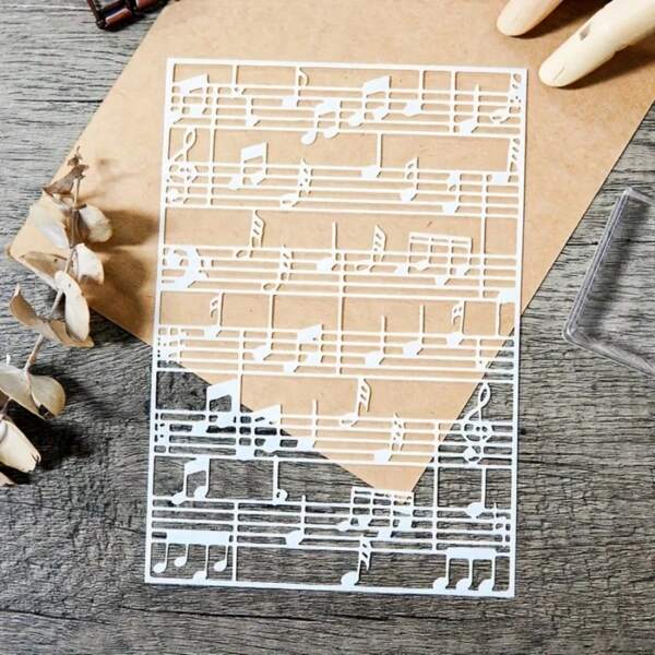 1pc Plastic Music Score Stencil For DIY Greeting Card Decoration, Scrapbooking, Embossing, Crafting, Reusable Template For Photo Gifts & Blessings,A Brand New Design,Back To School,School Supplies