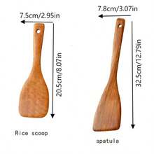 1pc New Creative Wooden Cutlery Spatula Stir-Fry Shovel Long Handle Frying Spatula, Suitable For Use In The Kitchen When Making Food - Multicolor - View 5
