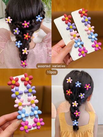 10 件向日葵装饰甜美风格发夹，可爱的发饰适合日常使用