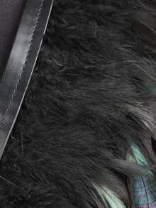 ROMWE Grunge Punk 1pc Black Feather Harness Belt For Women Gothic Feather Shawl Strap Tiara, Witch, Festival Outfit Beach Party Cosplay Props Dancer, Rave ,Outdoor Music Festival Dress