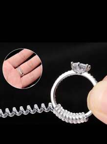 2pcs Adjustable Clear Ring Sizer, Use PU Elastic Cord To Adjust Tight Ring Size,