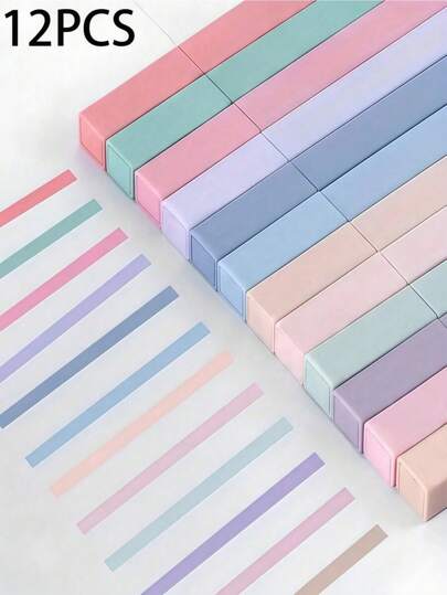 Random Color 1/6/12/24 Marking Pen, Beautiful Chiseled Highlighters, Eye Protection Key Marker Slanted Head Handmade Accounting Pens,Pens,Stationery,School Supplies