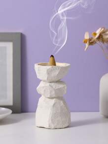 1pc Resin Realistic Stone Incense Burner, Faux Rock Statue, Multi-Purpose, Suitable For Home Decor, Living Room, Bedroom, Study, Foyer Table Decor Incense Holder