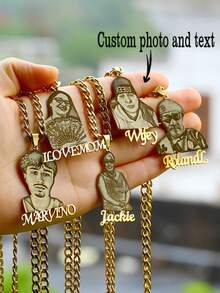 Customized Personalized Photo Carving Necklace Character Stainless Steel Custom Pendant Necklace Creative Photo Necklace - Multicolor - View 3