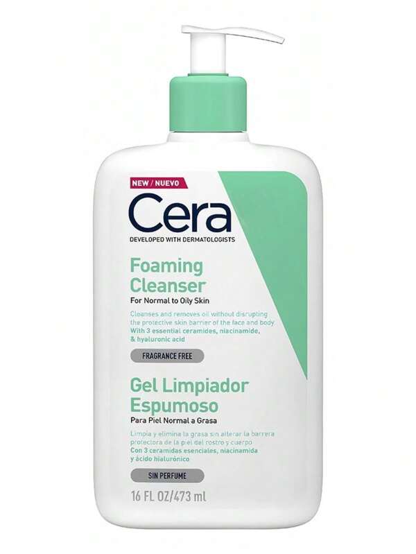 Gel Ce-ra-ve Limpiador Espumoso Piel Normal A Grasa Sin perfume De 473 Ml Día y Noche