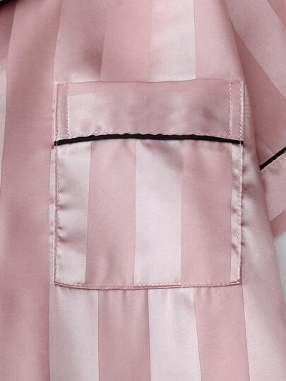 Gestreepte Jacquard Short Sleeve Shorts Pajama Set view 6