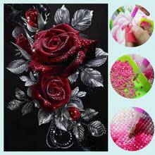 1pc DIY Diamond Painting - Rhinestone Embroidery, Flower Rose Decor, Full Drill, 11.8*15.7in / 30*40cm