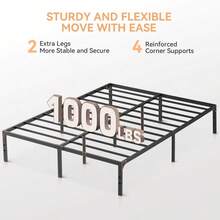 Sailvan 14 Inch Queen Bed Frame Black Heavy Duty Metal Platform Bed For Dorms Apartment Easy Assembly Black Bed With 1000lbs Capacity No Box Spring Needed Noise Free - asPic - View 5