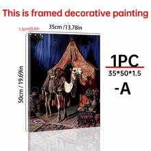 1 pezzo Vivace scena mediorientale su cartello in legno incorniciato, poster decorativo opzionale per cornice, decorazione ispirazionale per soggiorno e camera da letto, decorazione stile fattoria, opera d'arte moderna su tela - Multicolore - Visualizzare 13