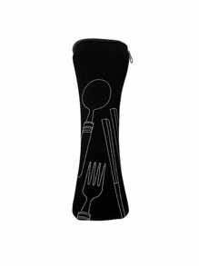 Reusable Cutlery Organizer Bag With Zipper Pouch – Portable Silverware Holder For Camping, Picnic & Travel, Washable Linen Utensil Carrier With Chopstick Pocket, Giftable Set