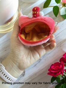 1pc Minimalist Cute Mini Strawberry Heart Jewelry Storage Pouch, Can Hold Earrings, Bracelets