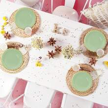 10pcs/20pcs/40pcs/Set,Green Paper Scalloped Plates With Gold Foil 9inch 7 Inch Disposable Green Scalloped Dinner Plates For Wedding Shower Birthday Party Dessert Plate - Green - View 4