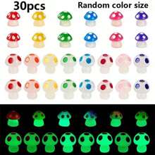 10 peças/20 peças/30 peças Mini Figura de Cogumelo Luminoso de Resina, Cogumelo Que Brilha no Escuro, Enfeite Colorido Pequeno de Cogumelo em Miniatura para Decoração de Jardim DIY, Paisagem, Aquário, Decoração de Festa