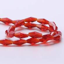 48pcs Long Glass Beads 6*12mm Red Bead Assortments For DIY Jewelry Making, Handmade Crafts Bracelets & Necklaces