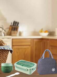 3pcs/Set Adult Containers Set, Multi-Color With Lids & Utensils, Airtight Plastic PP Storage Containers, Bundled With Sealed Oatmeal Cup And Insulated Lunch Bag, Suitable For Picnics, Camping, Office, School, Workers, Students, Travel, Outdoor, Kitchen,School Supplies