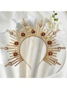 Diadema de corona para mujer, tocado de diosa para cosplay, diadema para fiestas de disfraces y bodas, diadema, aro para el cabello