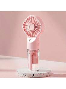 1 Ventilador de mano portátil de 800mAh, ventilador de niebla de agua de bajo ruido, ventilador mini para estudiantes en dormitorio, suministros de verano, herramientas de enfriamiento, ventilador mini portátil para viajes al aire libre, cables de alimentación USB, ventilador mini, ventilador portátil, ventilador