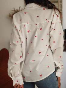 Blusa elegante de mujer con encaje bordado francés - Camisa de manga abullonada y transparente con botones delanteros, cuello de volantes, apta para ropa de primavera y verano