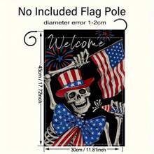 Patriotic Gothic Skull Garden Flag, 12x18 Inch - Double-Sided Polyester Outdoor Decor With American Flag And Firework Design For Independence Day Celebration, No Pole Required, Holiday Decoration Skull Design Durable Outdoor Flag, Patriotic Decor
