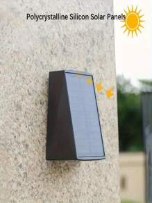 1pc 2 LED Solar Light, Outdoor Atmosphere Wall Lamp, Up And Down Light Control Fence Light For Garden, Street, Balcony, Yard, Garage, Corridor Decor