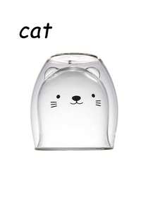 1pc Creative Cartoon Bear Dog Kitten Coffee Cup Glass Milk Cup - Multicolor - View 5