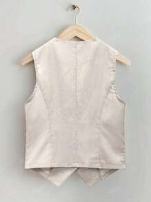 Plus Size Women Casual Linen Short Suit Vest Jacket, Wiosna/Lato