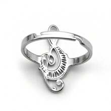 Anillo de dedo con forma de nota musical hueca para mujeres, de acero inoxidable color plata, con símbolo musical de teclas de piano, regalo de joyería estilo gótico