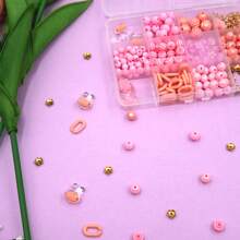 1 Set 12 Grid Fashionable Sweet Pink Letter Pattern Matching Beaded Jewelry DIY Kits, Suitable For Necklace Making & Casual Daily Wear, Handmade Craft