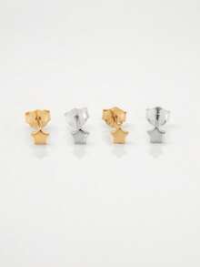 1 par de mini brincos de estrela dourada, brincos hipoalergênicos de prata esterlina 925, para uso diário feminino e masculino