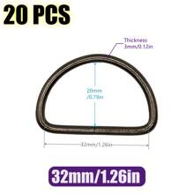 20 pièces/paquet Boucle de connexion en métal D Ring pour ceinture, sangle de sac à main, accessoire de sac, chaussure, DIY, couture. Tailles : 10/12/15/20/25/32/38 mm