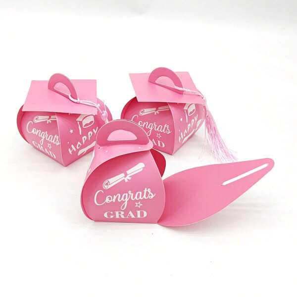 10pcs Student Graduation Celebration Party Favors, Creative Gold Foil Letter Candy Boxes, Graduation Party Gifts