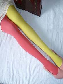 1 Pair Dual Color Pantyhose For Women, Sculpting, Slimming Leggings, Striped Tights, Sexy European Style