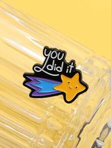 1PC Creative You Did It Star Enamel Pins Cartoon Funny Metal Brooches Positive Phrase Lapel Badge Clothing Backpack Accessories Gift - Multicolor - View 2
