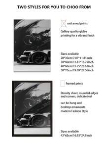 3Pcs/Set, Optional Frame, High Quality Print Painting, Retro Style, Sports Car, Nostalgia, Car Lovers, Wall Art Poster, Home Decoration, Suitable For Living Room, Sofa, Bed, Hallway, Bedroom, Bathroom, Office, Perfect Art Gift, PVC Rigid Pipe Safety Packaging ,Wall Art With Frame