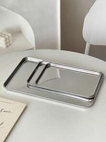 1 pieza Bandeja rectangular de metal para servir, plato de hospitalidad para hornear, exhibición de postres, té de la tarde, almacenamiento de cocina, uso en cafetería y reuniones