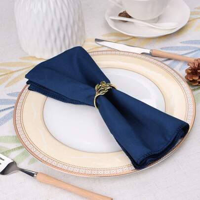 6/10/12pcs Set Navy Blue Cloth Napkins, Highly Absorbent, Washable, 100% Polyester Fabric, Hemmed Edges, Suitable For Hotel & Restaurant Use