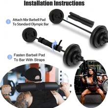 1PC Black Gym Hip Thrust & Barbell Training Pad, With 2 Straps, Thicken Foam ShoulderCushion, Perfect For Gym Workout Weightlifting, Sport Strength Training, Sport, Gym, Home Exercise, Sport Accessories, Gym Accessories, CrossFit Accessories