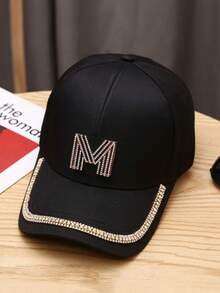 1PC Ladies Rhinestone Sun-Shading Baseball Cap Fashion Single Letter M R D Alloy Hat Sun-Shading Cap Leisure Sun-Proof Hat - Black - View 2