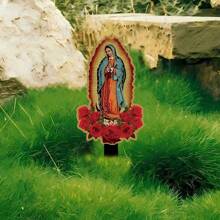 11.8"X5.5" Our Lady Of Guadalupe Outdoor Art Metal Statue, Religious Portrait Decor For Planters And Landscaping, Perfect Holiday Or Birthday Gift