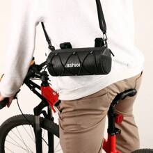 Bike Handlebar Bag - Bicycle Handlebar Roll Bag With Large Reflective Area, Bike Front Pouch With Waterproof Zipper Shoulder Strap Removable Straps For Cycling