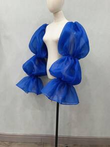1 Stück weißer Organza 3-stufiger aufgeblähter Ärmel-Manschetten Braut Oberarmbinde mit Gummi für Halloween