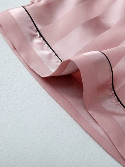 Gestreepte Jacquard Short Sleeve Shorts Pajama Set view 8