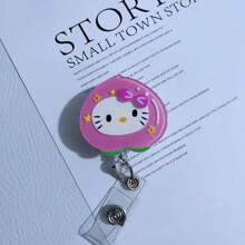 Sanrio 3pcs Sanrio Hello Kitty Cute Glitter Acrylic Nurse Teacher Badge Holder, Cartoon Fruit Badge Reel, Retractable ID Card Holder, Suitable For Teachers, Doctors, Nurses, Business Meetings, School Offices, Easter, Easter Gifts